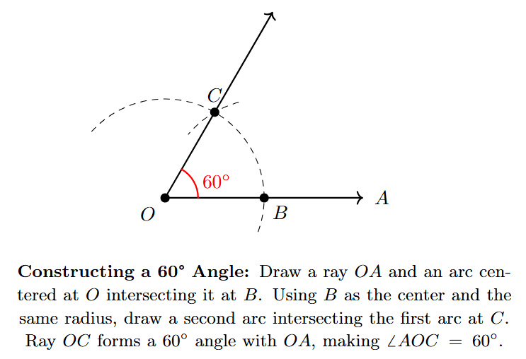 60 Degree Angle - Step 3 Drawing ray OC